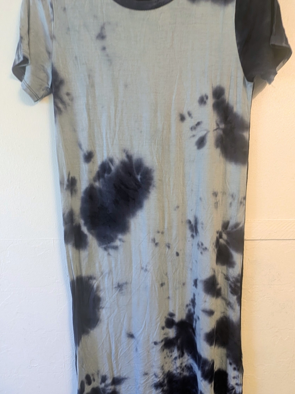 Gray & Black Tie-Dye Short Sleeve Women's Dress